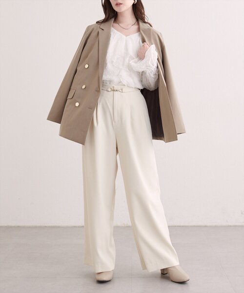 natural couture(ナチュラルクチュール)の「ラッフルフリルドットブラウス(シャツ/ブラウス・レディース・オフホワイト/ボルドー/ブラック/サックスブルー・FREE)」の20枚目の写真