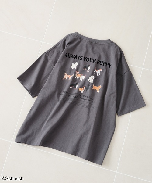 Green Parks(グリーンパークス)の「シュライヒコラボロゴTシャツ(Tシャツ/カットソー・レディース・チャコールグレー/ブラウン/オフホワイト・FREE)」の1枚目の写真