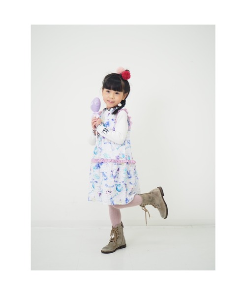 nino(ニノ)の「パープルねこプリントジャンパースカート(ジャンパースカート・キッズ・パープル・110cm/90cm/100cm/120cm)」の10枚目の写真