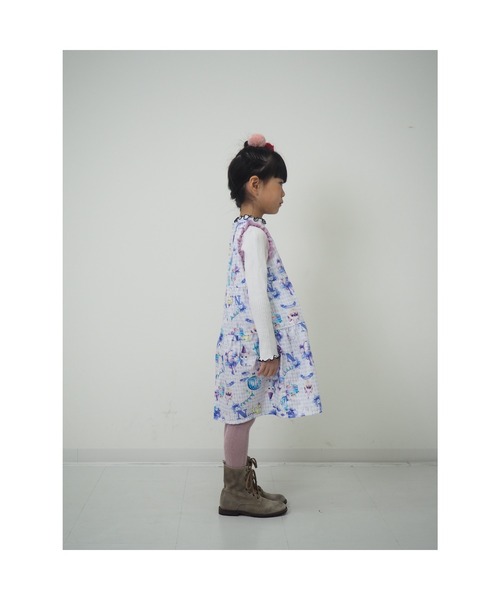 nino(ニノ)の「パープルねこプリントジャンパースカート(ジャンパースカート・キッズ・パープル・110cm/90cm/100cm/120cm)」の12枚目の写真