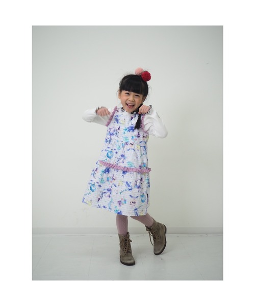 nino(ニノ)の「パープルねこプリントジャンパースカート(ジャンパースカート・キッズ・パープル・110cm/90cm/100cm/120cm)」の14枚目の写真