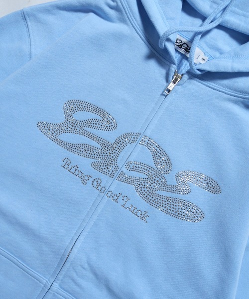 BGL（ビージーエル）の「RHINESTONE LOGO ZIP PARKA / ラインストーン / ロゴ / キラキラ / Y2K / 韓国ストリート　ジップパーカー（パーカー・レディース・ライトイエロー/ブラック/ライトブルー・S/M/L）」の20枚目の写真