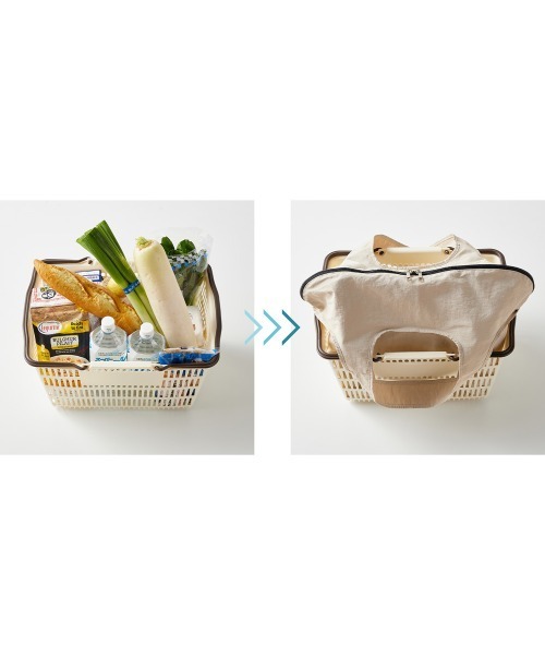 Belle Maison(ベルメゾン)の「ポケッタブル!レジかご1個分の保冷お買い物バッグ(トートバッグ・レディース・ブルーグレー/チャコール/アイボリー・-)」の8枚目の写真