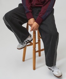 アディダス adidas スタジアム オーバーサイズフィット デニム フルレングス オープンヘム トラックパンツ