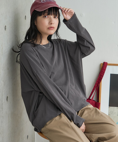 FREAK'S STORE(フリークスストア)の「シアーロンT/シアーカットソー(Tシャツ/カットソー・レディース・ブラウン系その他/オフホワイト/グレー/チャコールグレー・フリ-)」の3枚目の写真