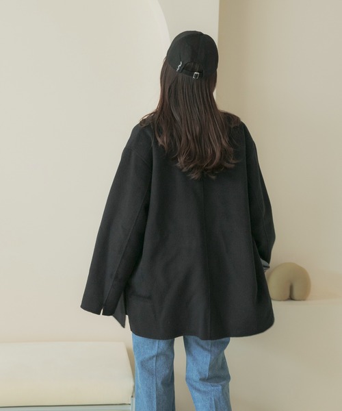 URBAN RESEARCH ROSSO WOMEN(アーバンリサーチ ロッソ)の「カシミヤビーバージャケットコート(チェスターコート・レディース・ブラック/キャメル・FREE)」の6枚目の写真