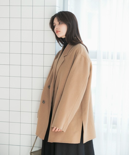URBAN RESEARCH ROSSO WOMEN(アーバンリサーチ ロッソ)の「カシミヤビーバージャケットコート(チェスターコート・レディース・ブラック/キャメル・FREE)」の10枚目の写真