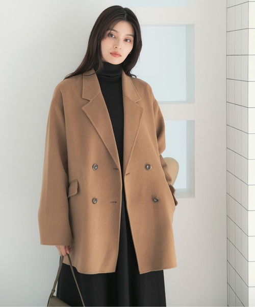 URBAN RESEARCH ROSSO WOMEN(アーバンリサーチ ロッソ)の「カシミヤビーバージャケットコート(チェスターコート・レディース・ブラック/キャメル・FREE)」の11枚目の写真