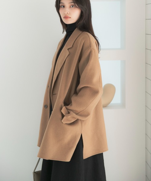 URBAN RESEARCH ROSSO WOMEN(アーバンリサーチ ロッソ)の「カシミヤビーバージャケットコート(チェスターコート・レディース・ブラック/キャメル・FREE)」の9枚目の写真