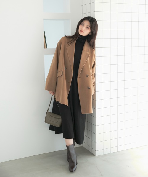 URBAN RESEARCH ROSSO WOMEN(アーバンリサーチ ロッソ)の「カシミヤビーバージャケットコート(チェスターコート・レディース・ブラック/キャメル・FREE)」の12枚目の写真
