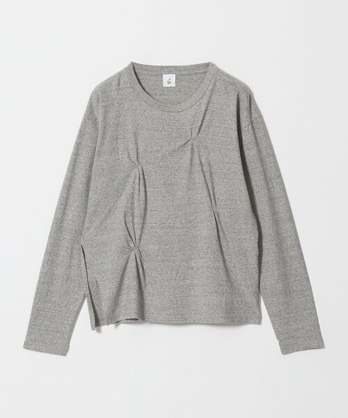 6(ロク)の「<6(ROKU)>コットン タック ロングスリーブ Tシャツ(Tシャツ/カットソー・レディース・ホワイト/グレー系・FREE)」の7枚目の写真