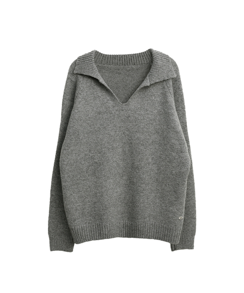 SLOWLOLLI(スローローリ)の「Sailor collar knit_3 Colors(ニット/セーター・レディース・グレー/カーキ/アイボリー・FREE)」の2枚目の写真
