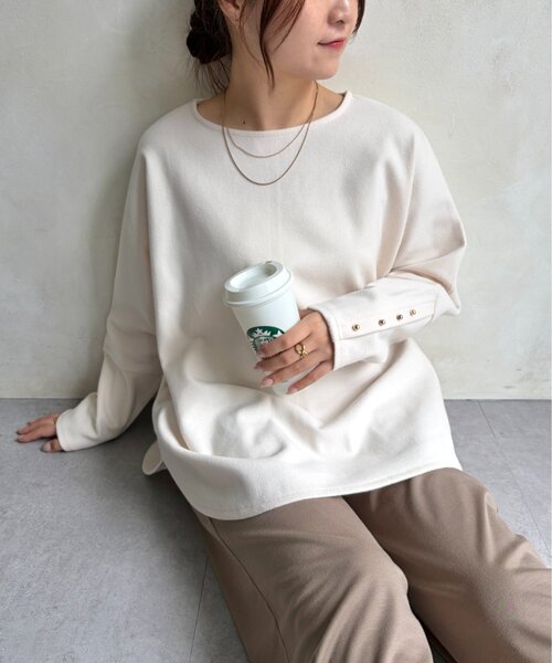 Jena espace merveilleux（ジェナ　エスパスメルヴェイユ）の「起毛チュニックカットソー（Tシャツ/カットソー・レディース・アイボリー/ライトグレー・FREE）」の2枚目の写真