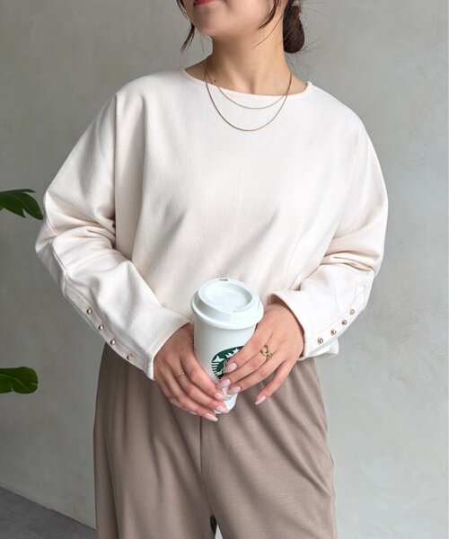 Jena espace merveilleux（ジェナ　エスパスメルヴェイユ）の「起毛チュニックカットソー（Tシャツ/カットソー・レディース・アイボリー/ライトグレー・FREE）」の6枚目の写真