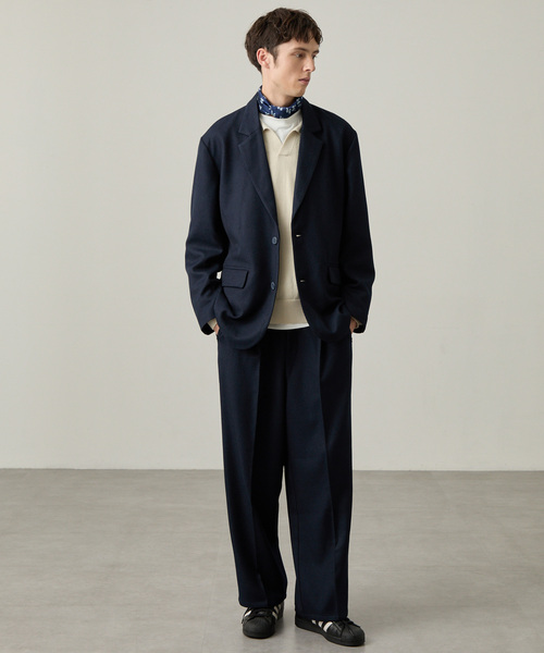 EASENCE(イーズエンス)の「【EASENCE】<DAILY REFINEDシリーズ>ウーリッシュツイル ベーシック セットアップ テーラードジャケット&ワンタックスラックス / イージーケア・UV(セットアップ・メンズ・グレー/チャコール/グレー系/ダークネイビー/モカ・XL/L/M/S)」の5枚目の写真
