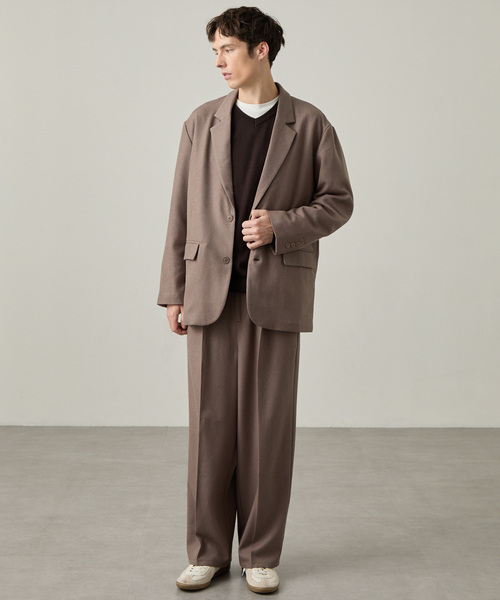EASENCE(イーズエンス)の「【EASENCE】<DAILY REFINEDシリーズ>ウーリッシュツイル ベーシック セットアップ テーラードジャケット&ワンタックスラックス / イージーケア・UV(セットアップ・メンズ・グレー/チャコール/グレー系/ダークネイビー/モカ・XL/L/M/S)」の10枚目の写真
