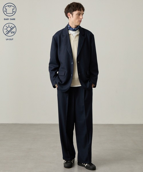 EASENCE(イーズエンス)の「【EASENCE】<DAILY REFINEDシリーズ>ウーリッシュツイル ベーシック セットアップ テーラードジャケット&ワンタックスラックス / イージーケア・UV(セットアップ・メンズ・グレー/チャコール/グレー系/ダークネイビー/モカ・XL/L/M/S)」の11枚目の写真