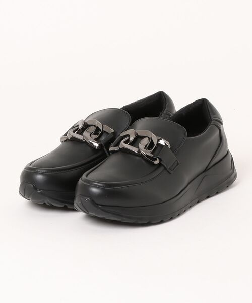 Round About(Bridget Birkin)(ラウンド アバウト)の「【Round About】チェーンビットローファースニーカー(465001)(スニーカー・レディース・グレイッシュベージュ/ブラック・36/37/38)」の1枚目の写真