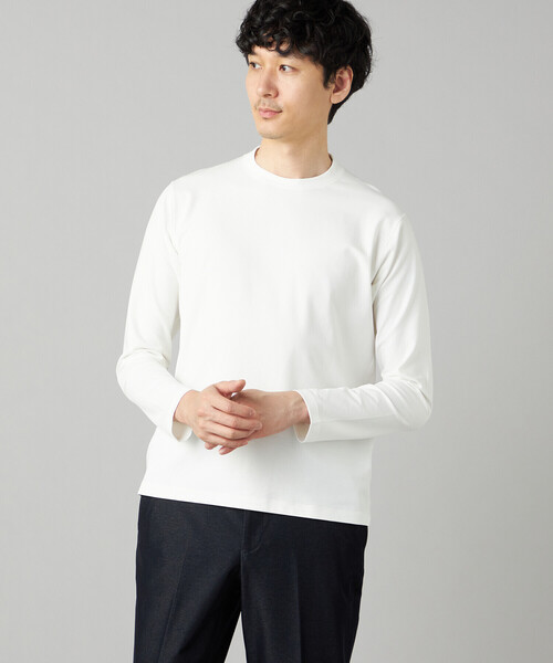 COMME CA MEN(コムサメン)の「【吸水速乾】ジャケットネック ロングスリーブ Tシャツ(Tシャツ/カットソー・メンズ・ホワイト/チャコール/ブラック・L/M)」の1枚目の写真