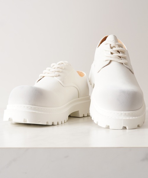 1111clothing（ワンフォークロージング）の「ボリュームソール スプレー ダービーシューズ / 5cm 厚底 レースアップシューズ（ブーツ・メンズ・ブラック/ホワイト/キャメル・42/43/41/44）」の2枚目の写真