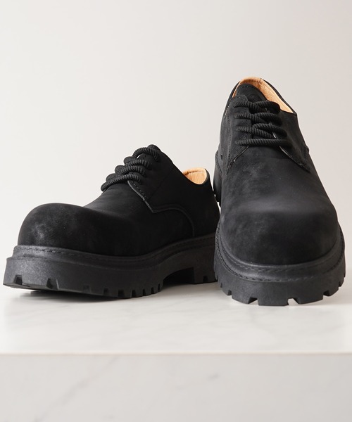 1111clothing（ワンフォークロージング）の「ボリュームソール スプレー ダービーシューズ / 5cm 厚底 レースアップシューズ（ブーツ・メンズ・ブラック/ホワイト/キャメル・42/43/41/44）」の3枚目の写真