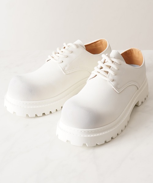 1111clothing（ワンフォークロージング）の「ボリュームソール スプレー ダービーシューズ / 5cm 厚底 レースアップシューズ（ブーツ・メンズ・ブラック/ホワイト/キャメル・42/43/41/44）」の5枚目の写真