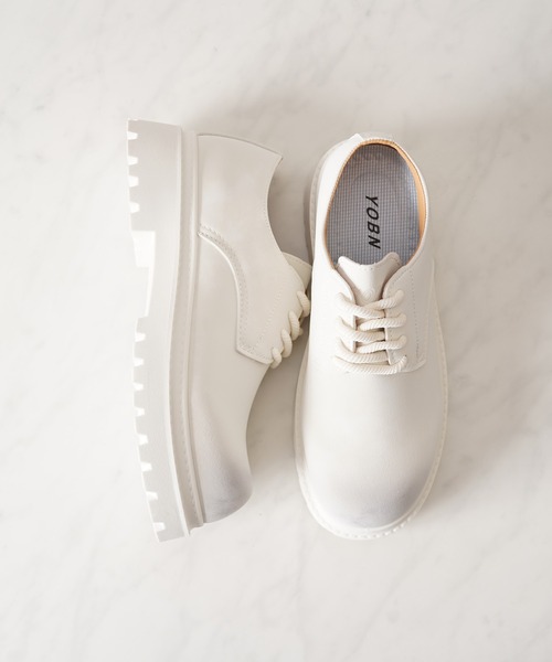 1111clothing（ワンフォークロージング）の「ボリュームソール スプレー ダービーシューズ / 5cm 厚底 レースアップシューズ（ブーツ・メンズ・ブラック/ホワイト/キャメル・42/43/41/44）」の11枚目の写真