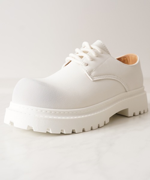 1111clothing（ワンフォークロージング）の「ボリュームソール スプレー ダービーシューズ / 5cm 厚底 レースアップシューズ（ブーツ・メンズ・ブラック/ホワイト/キャメル・42/43/41/44）」の6枚目の写真