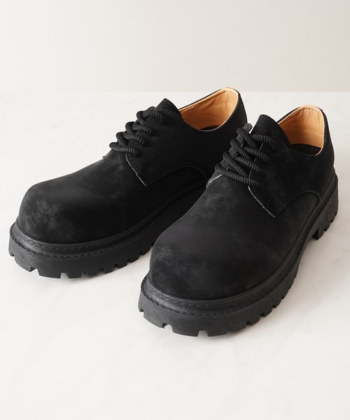 1111clothing（ワンフォークロージング）の「ボリュームソール スプレー ダービーシューズ / 5cm 厚底 レースアップシューズ（ブーツ・メンズ・ブラック/ホワイト/キャメル・42/43/41/44）」の12枚目の写真