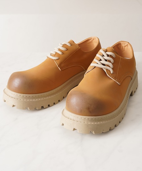1111clothing（ワンフォークロージング）の「ボリュームソール スプレー ダービーシューズ / 5cm 厚底 レースアップシューズ（ブーツ・メンズ・ブラック/ホワイト/キャメル・42/43/41/44）」の19枚目の写真
