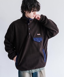 PENNEYS（ぺニーズ）の「PENNEYS ペニーズ 別注コラボ オーバーサイズフリースアノラックワンポイントロゴ刺繍長袖スタンドカラープルオーバー（スウェット）」