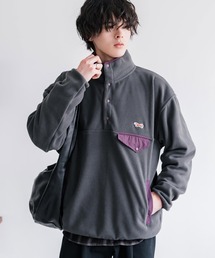 PENNEYS ペニーズ 別注コラボ オーバーサイズフリースアノラックワンポイントロゴ刺繍長袖スタンドカラープルオーバー