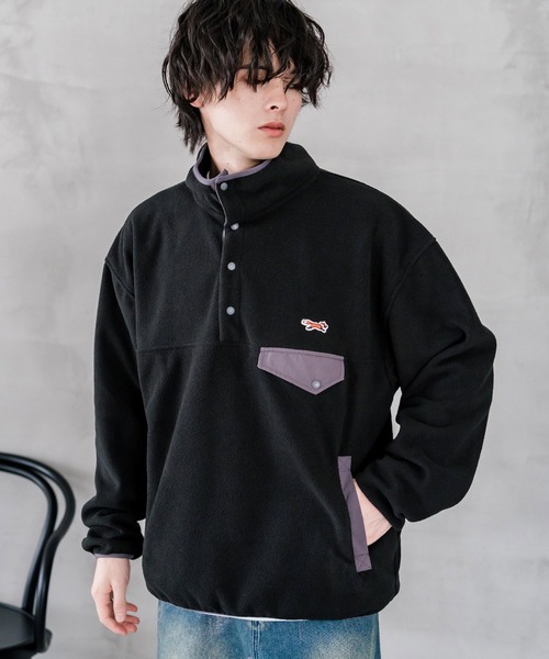 PENNEYS(ぺニーズ)の「PENNEYS ペニーズ 別注コラボ オーバーサイズフリースアノラックワンポイントロゴ刺繍長袖スタンドカラープルオーバー(スウェット・メンズ・ネイビー/オフホワイト/ブラウン/ブラック/チャコール/ベージュ・M/L/XL)」の15枚目の写真