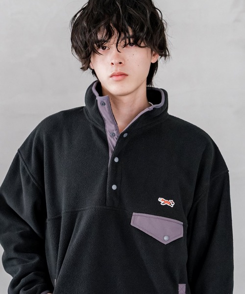 PENNEYS(ぺニーズ)の「PENNEYS ペニーズ 別注コラボ オーバーサイズフリースアノラックワンポイントロゴ刺繍長袖スタンドカラープルオーバー(スウェット・メンズ・ネイビー/オフホワイト/ブラウン/ブラック/チャコール/ベージュ・M/L/XL)」の18枚目の写真
