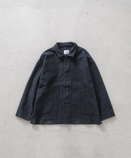 quadro(クオドロ)の「コットンナイロンスエードカバージャケット(カバーオール・レディース・グレー/ネイビー・FREE)」の3枚目の写真