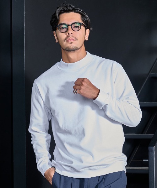 SILVER BULLET（シルバーバレット）の「『URBAN SQUARE/アーバンスクエア』CVCスムース裏起毛モックネックTシャツ（Tシャツ/カットソー・メンズ・チャコール/グレー系1/オフホワイト/ブラック・L/M/LL）」の2枚目の写真
