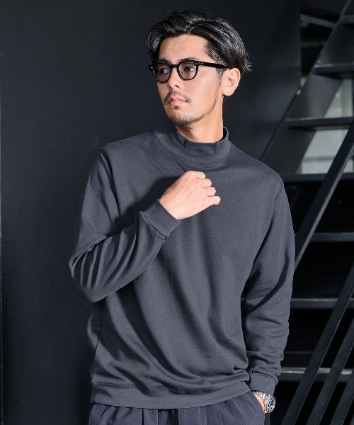 SILVER BULLET（シルバーバレット）の「『URBAN SQUARE/アーバンスクエア』CVCスムース裏起毛モックネックTシャツ（Tシャツ/カットソー・メンズ・チャコール/グレー系1/オフホワイト/ブラック・L/M/LL）」の3枚目の写真