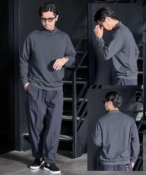 SILVER BULLET（シルバーバレット）の「『URBAN SQUARE/アーバンスクエア』CVCスムース裏起毛モックネックTシャツ（Tシャツ/カットソー・メンズ・チャコール/グレー系1/オフホワイト/ブラック・L/M/LL）」の13枚目の写真