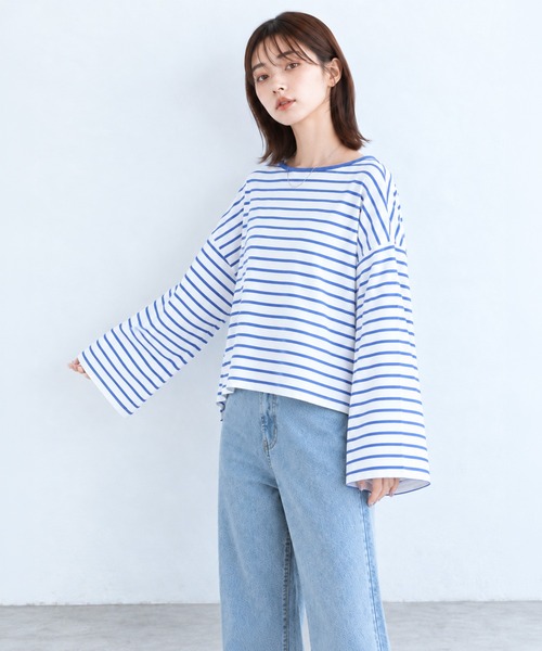 by LEGNA(バイレグナ)の「BIG長袖Tシャツ(Tシャツ/カットソー・レディース・ホワイト/ブラック/ホワイト×ブルー/ブラック×ホワイト・FREE)」の16枚目の写真