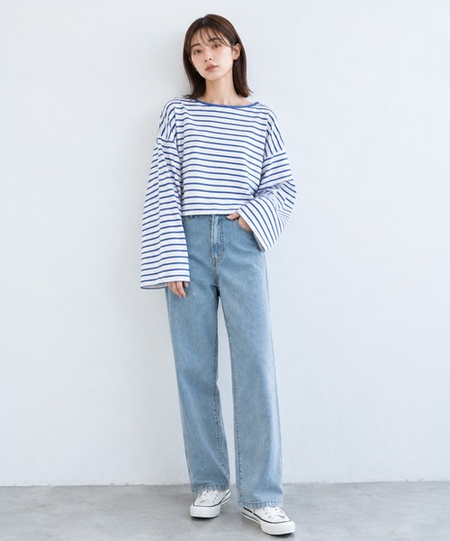 by LEGNA(バイレグナ)の「BIG長袖Tシャツ(Tシャツ/カットソー・レディース・ホワイト/ブラック/ホワイト×ブルー/ブラック×ホワイト・FREE)」の14枚目の写真