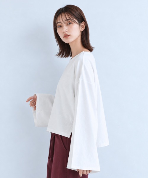 by LEGNA(バイレグナ)の「BIG長袖Tシャツ(Tシャツ/カットソー・レディース・ホワイト/ブラック/ホワイト×ブルー/ブラック×ホワイト・FREE)」の9枚目の写真
