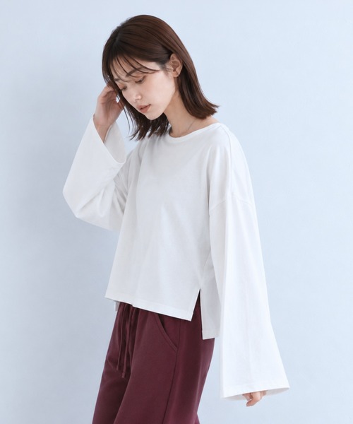 by LEGNA(バイレグナ)の「BIG長袖Tシャツ(Tシャツ/カットソー・レディース・ホワイト/ブラック/ホワイト×ブルー/ブラック×ホワイト・FREE)」の8枚目の写真