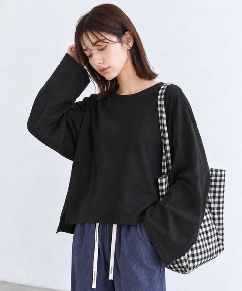 by LEGNA(バイレグナ)の「BIG長袖Tシャツ(Tシャツ/カットソー・レディース・ホワイト/ブラック/ホワイト×ブルー/ブラック×ホワイト・FREE)」の7枚目の写真
