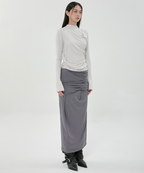 FLAREUP（フレアアップ）の「ドレープドモックネック長袖 (FL-182_Cloud White)（Tシャツ/カットソー・レディース・ホワイト・OS）」の5枚目の写真