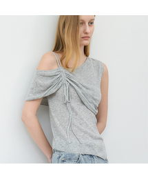 ONE OFF SHOLDER SHRRING KNIT (T-7240)