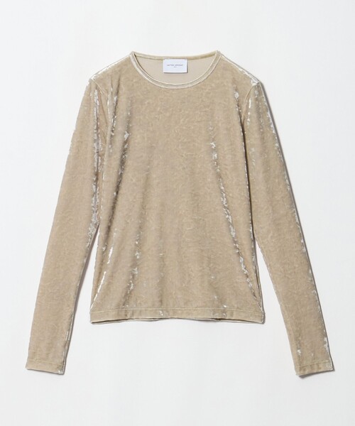 UNITED ARROWS(ユナイテッドアローズ)の「ベロア クルーネック ロングスリーブ Tシャツ(Tシャツ/カットソー・レディース・ブラック/ベージュ・FREE)」の1枚目の写真