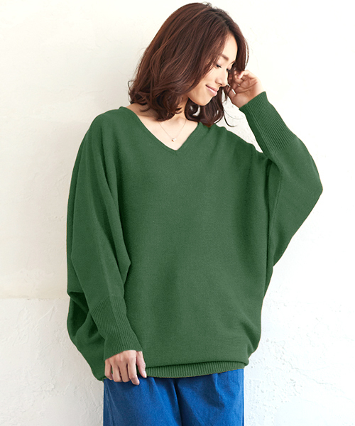 Pierrot（ピエロ）の「ビッグシルエット 7ゲージ ドルマンニット（ニット/セーター・レディース・チャコール/グリーン系その他/マスタード/オフホワイト/ブルー/ブラック・M）」の4枚目の写真