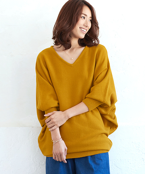 Pierrot（ピエロ）の「ビッグシルエット 7ゲージ ドルマンニット（ニット/セーター・レディース・チャコール/グリーン系その他/マスタード/オフホワイト/ブルー/ブラック・M）」の6枚目の写真