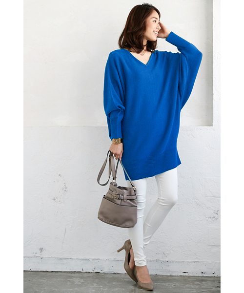 Pierrot（ピエロ）の「ビッグシルエット 7ゲージ ドルマンニット（ニット/セーター・レディース・チャコール/グリーン系その他/マスタード/オフホワイト/ブルー/ブラック・M）」の14枚目の写真