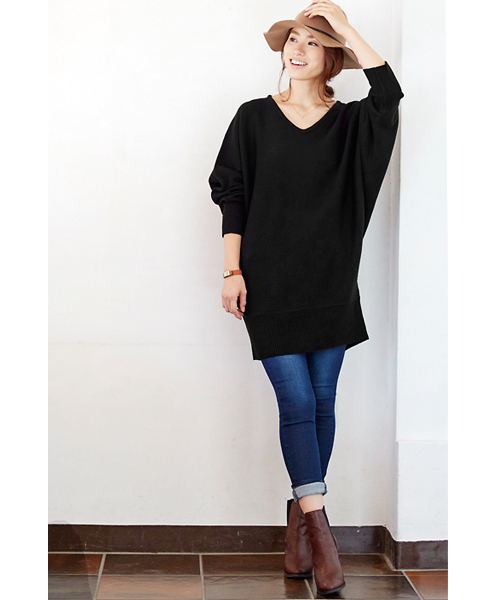 Pierrot（ピエロ）の「ビッグシルエット 7ゲージ ドルマンニット（ニット/セーター・レディース・チャコール/グリーン系その他/マスタード/オフホワイト/ブルー/ブラック・M）」の15枚目の写真